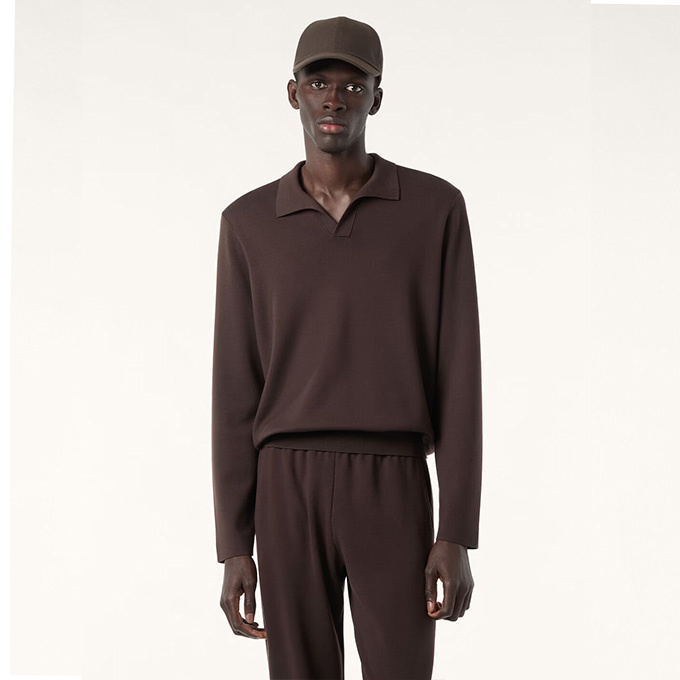 loro piana empire wool long-sleeve polo shirt